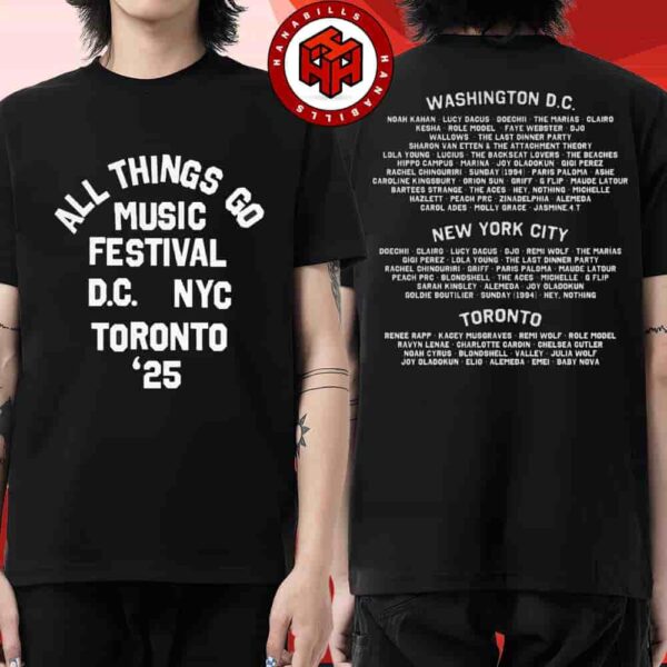 All Things Go Festival 2025 Venue Tee In Toronto ON On Oct 4-5 2025 At Budweiser Stage Merch ATG Varsity Lineup Two Sided Unisex T-Shirt