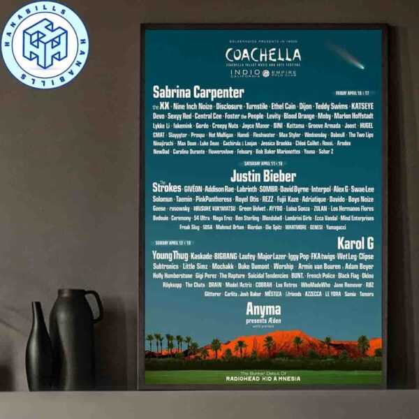 Coachella Valley Music & Arts Festival 2026 Indio California April 10-12 & April 17-19 Home Decor Poster Canvas