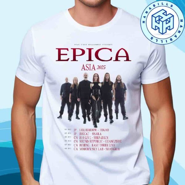 Epica Asia Japand And China Tour 2025 Dates List Unisex T-Shirt