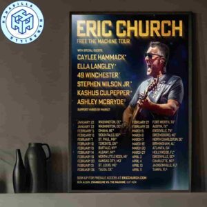 Eric Church Milwaukee Free The Machine Tour 2026 Dates List Home Decor Poster Canvas