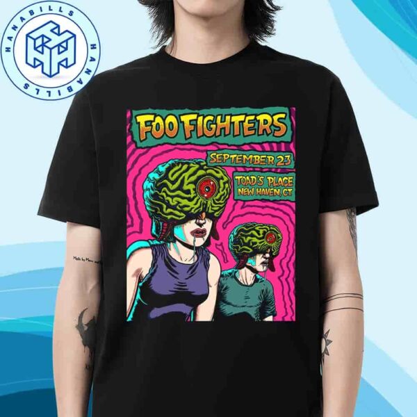 Foo Fighters Gig Poster New Haven Ct At Toads Place On September 23 2025 Monster Couple Art Unisex T-Shirt