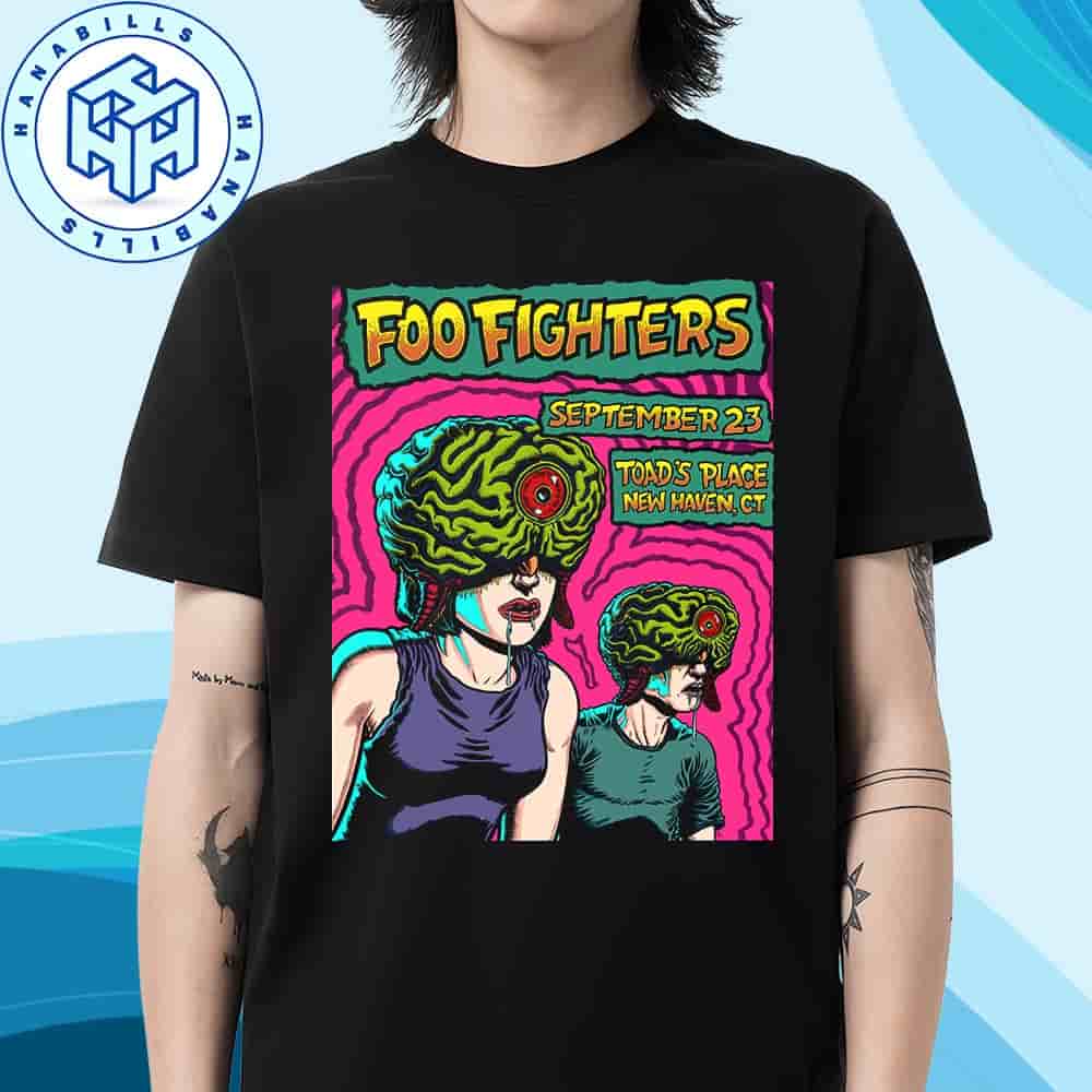Foo Fighters Gig Poster New Haven Ct At Toads Place On September 23 2025 Monster Couple Art Unisex T-Shirt