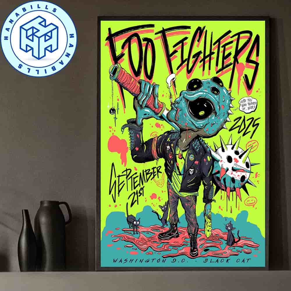 Foo Fighters Washington DC Concert Poster On September 21 2025 Black Cat Home Decorative Poster Canvas