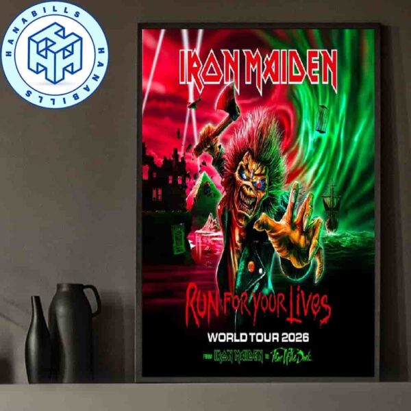 Iron Maiden The Run For Your Lives World Tour Europe 2026 Fear Of The Dark Home Decor POster canvas