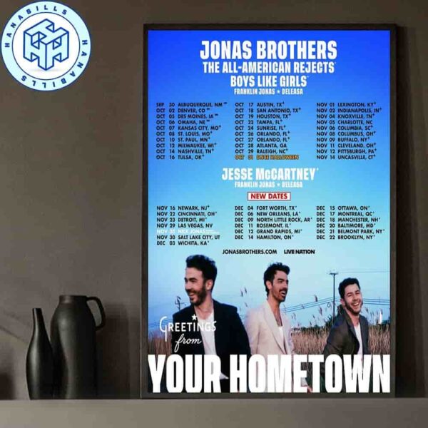 Jonas Brothers’ Jonas20 Greetings From Your Hometown Tour In North America 2025 Home Decor Poster Canvas