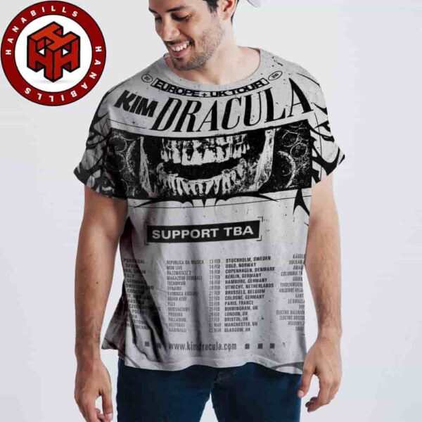 Kim Dracula Europe And UK Tour Dates List 2026 TBA Support All Over Print Shirt