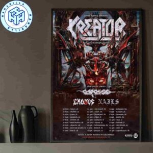Kreator EU UK Tour 2026 Includes Support From Nails And Exodus With Carcass Dates List Home Decor Poster Canvas