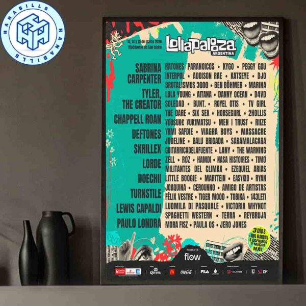 Lollapalooza Argentina Hipodromo de San Isidro 13 14 y 15 de Marzo Home Decor Poster Canvas
