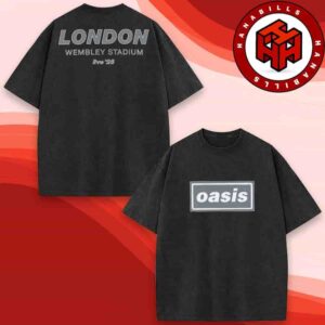 Oasis Live ’25 World Tour London 2025 Venue Tee At Wembley Stadium On Sept 27-28 2025 Merch Washed T-Shirt