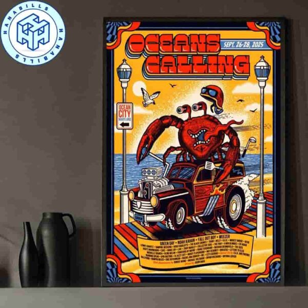 Oceans Calling Festival 2025 Sep 26-28 Ocean City Lineup Home Decor Poster Canvas