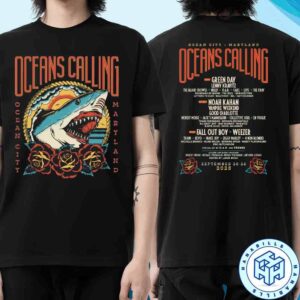 Oceans Calling Festival 2025 Sep 26-28 Ocean City Maryland Shark Art Work Lineup Backprint Merchandsie T-Shirt