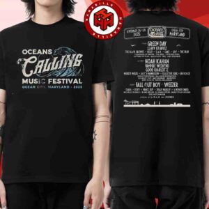Oceans Calling Festival 2025 Sep 26 to 28 Ocean City Maryland Wave Design Lineup Backprint Two Sided Unisex T-Shirt