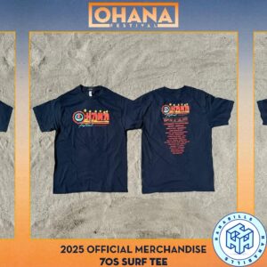 Official Ohana Festival 2025 Doheny State Beach Dana Point CA On Sept 26-27-28 Dates List 70s surf T-shirt