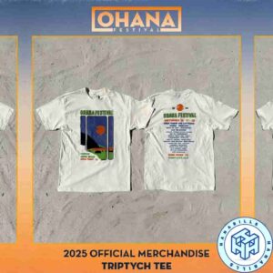 Official Ohana Festival 2025 Doheny State Beach Dana Point CA On Sept 26-27-28 Dates List Triptych T-Shirt