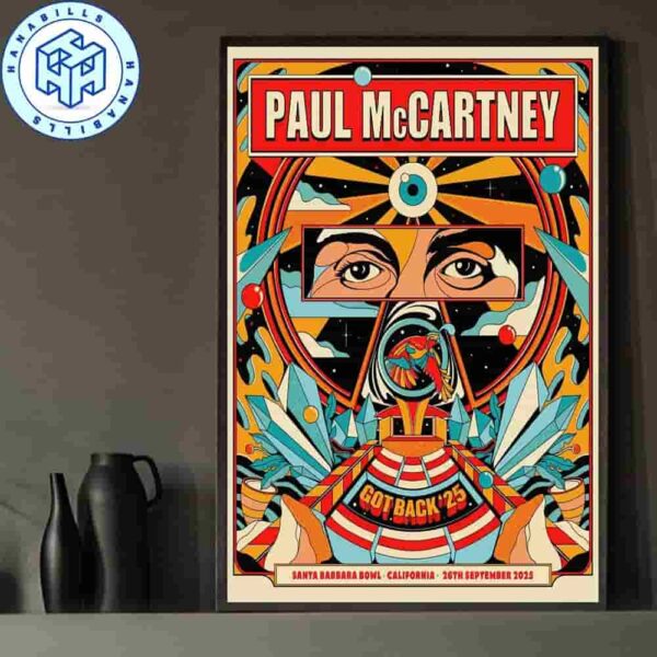 Paul McCartney Got Back Tour 2025 California At Santa Barbara Bowl On Sept 26th Home Decor Poster Canvas