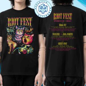 Riot Fest 2025 Lineup 3-Day Music Festival Chicago IL Who’s A Good Cat Two Sided Unisex T-Shirt