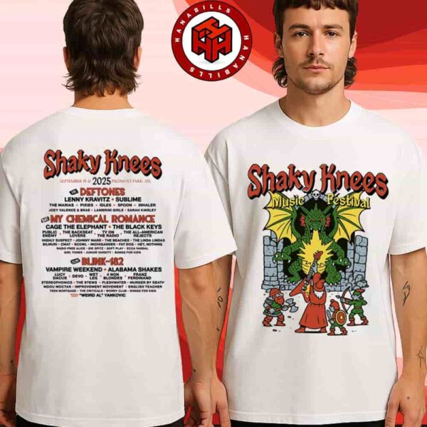 Shaky Knees Festival 2025 Event Tee At Piedmont Park In Atlanta GA On Sep 19-21 2025 Merch Dragon Raglan Lineup Two Sided Unisex T-Shirt