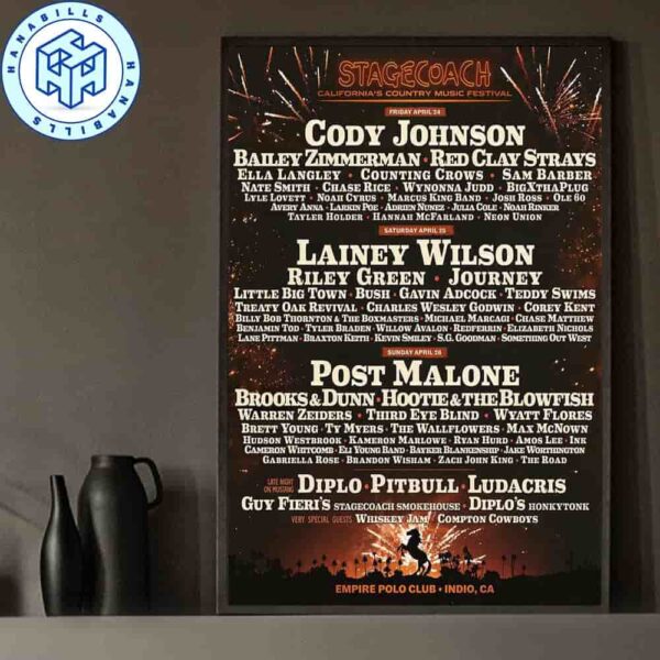 Stagecoach California’s Country Music Festival 2026 Official Lineup Home Decor Poster Canvas