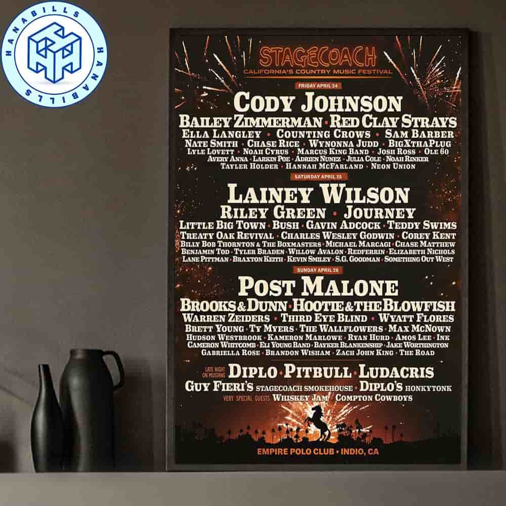 Stagecoach California's Country Music Festival 2026 Official Lineup Home Decor Poster Canvas