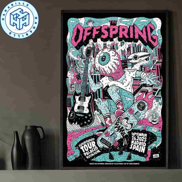 The Offspring Madrid Spain Supercharged Tour 2025 At Palacio Vistalegre On September 26 Home Decor Poster Canvas