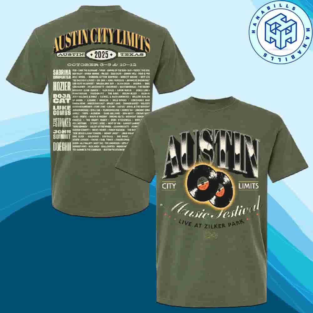 Austin City Limits Festival 2025 Record Lineup Tee At Zilker Park In Austin TX On October 3-5 & 10-12 T-Shirt