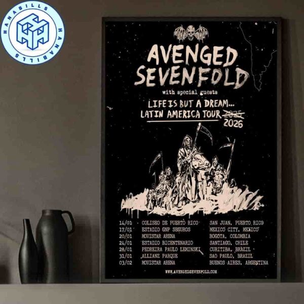 Avenged Sevenfold Latin America Tour 2025-2026 Home Decor Poster Canvas