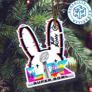 Bad Bunny X Super Bowl LX 2026 Bunny Logo Holiday Tree Ornaments & Decorations