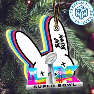 Bad Bunny X Super Bowl LX 2026 Rainbow Logo Holiday Tree Ornaments & Decorations