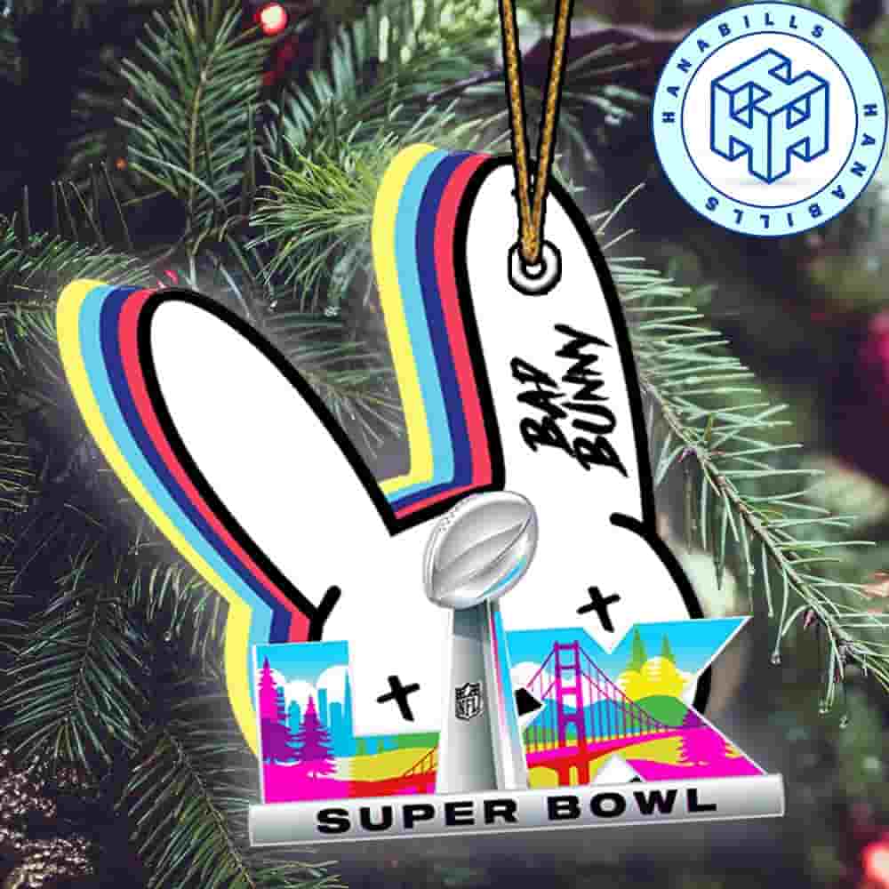 Bad Bunny X Super Bowl LX 2026 Rainbow Logo Holiday Tree Ornaments & Decorations