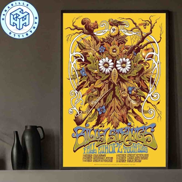 Billy Strings Fall Europe Tour October 2025 Art By Maarten Donders Home Decor Poster Canvas