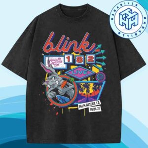 Blink 182 Palm Desert CA Missionary Impossible Tour Washed Shirt Merch At Acrisure Arena On October 4 2025