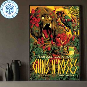 Guns N’ Roses San Jose Costa Rica 2025 Offcial Poster For Show At Estadio Nacional On Oct 1st Home Decor Poster Canvas